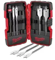 Milwaukee SPADE BIT SET 8Pcs 10,12,16,19,22,25 & 28mm, 150mm Quik-Lok Extension