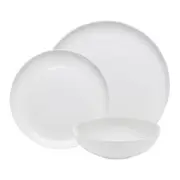 12pc Ecology Canvas Coupe Fine Bone China Dinner/Side Plate/Bowl Tableware White