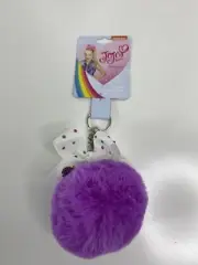 Key Chain Jojo Siwa Furball w/ Bow, Purple Pom Pom Ball Fashion