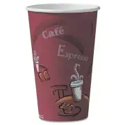 SOLO Cup Company Bistro Design Hot Drink Cups, Paper, 16oz, Maroon, 300/Carton