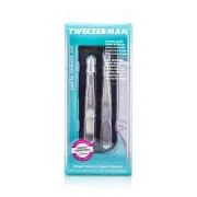 Tweezerman Petite Tweeze Set: Slant Tweezer + Point Tweezer - (With Black Leather Case) 2pcs
