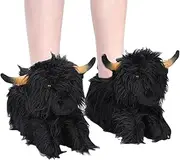 [Dusehu] Highland Cattle Slippers | Highland Cow for Decoration,Douglas Wallace Scottish Highland Cow Plush Stuffed Animal Winter Boys and Girls