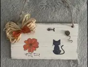 ”YOU’RE ON MY MIND”~Handmade Country Wooden CAT SIGN~% SPECIAL ONE OF A KIND