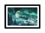 Flying Reindeer Northern lights Canvas Painting Print