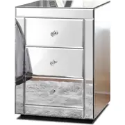 Alfordson Mirrored Bedside Table Silver