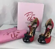 PIN UP COUTURE SMITTEN-10 Pumps Rot Wildleder Rockabilly Lolita Abend Tabledance