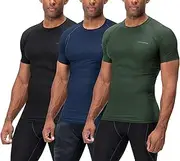[DEVOPS] 3 Pack Men's Cool Dry Short Sleeve Compression Shirts, Sports Baselayer T-Shirts Tops, Athletic Workout Shirt