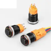 16mm RGB Ring lighted High round Black aluminium alloy Push button switchCE,ROHS