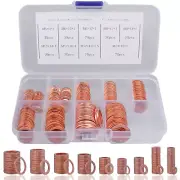 200 Pcs Copper Washer Assortment Kit Metric Flat Ring Copper Sealing Washers Ele