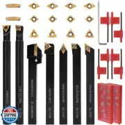 21 PCS Kit,Indexable Lathe Turning Tool,3/8" 10mm Shank,7Pcs Metal Lathe Cutt