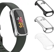 [3-Pack] Case for Fitbit Inspire 3 Screen Protector, Soft TPU Full Around Protective Cover Bumper for Fitbit Inspire 3 Fitness Tracker (Black/Silver/Clear)