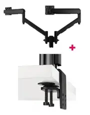 Atdec AWMS-2-D13 Dual 690mm Dynamic Monitor Arms + 135mm Post / 8kg (17.6lb) Flat and Curved Screens + Heavy-Duty F Clamp Desk Fixing, Black