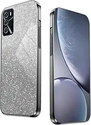 [WBWONE] Glitter Case for Oppo A16 / A54 / A16s, Electro Plated Edge, Shockproof Mobile Phone Case, Protective Cover with Sparkle Sticker - Black