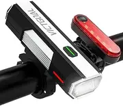VICTGOAL Bike Lights USB Rechargeable Bike Headlight and Tail Light Set, Powerful LED High Brightness with 6 Modes, Bicycle Lights Front and Back for Mountain Road Night Cycling