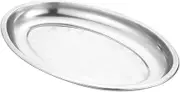 Amosfun Stainless Steel Oval Plate for Steaming Fish Serving Snacks Desserts Elegant Food Plate for Parties Gatherings Weddings and Restaurants Easy to Clean and Stylish Design