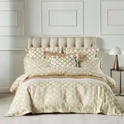 Grace by Linen House Valeria Cotton Quilt Cover/Pillowcase Set Champagne