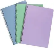 Quill A4 Notebook, 8mm Lined, 120 Pages, Durable Water-Resistant Cover, Assorted Pastel Colours, Pack of 3