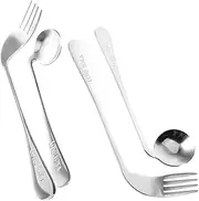 PACKOVE Ergonomic Baby Feeding Set Curved Spoon Fork for Patients Elderly Angled Spoon for Easy Eating