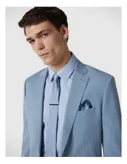[Politix] Wool Blend Tailored Jacket in Chalk Blue