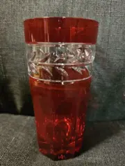 Set of 4 NEW Ralph Lauren Claremont Ruby Red 100% Lead Crystal Highball Glasses