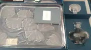 Waterford Crystal Floral Vanity Set (Brush, Tray, and Perfume Bottle)