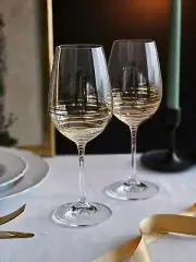 SPIRAL GOLD 12 oz Crystal Wine Glass Set, Red or White Wine Glass, 2 Piece Set