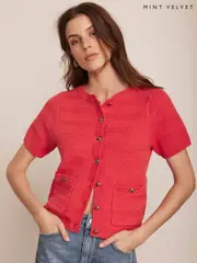 Mint Velvet Red Textured Top (F67489) | $205