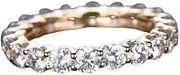 [HEARTS AND YOU] 2.5ct Wedding Band Round Cut Moissanite Eternity Anniversary Yellow Gold Plated