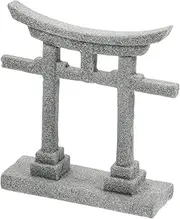 Japanese Shrine Statue Japanese Torii Gate, Mini Torii Gate Japanese Shinto Altar Shelf Miniature Shrine Japan Fish Tank Stone Bridge Landscape Ornament Fairy Garden Accessories