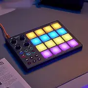 Grid Beat Controller, Note Mode MIDI Mixer Pads with 16 Pads, 4 Knobs and 6 Transport Buttons, Quick Transpose and Custom Modes, Support Professional Arranger Software, for Composer