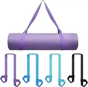 4 Pcs Yoga Mat Straps for Carrying Yoga Mat Holder Adjustable Thick Yoga Mat Carrier Exercise Yoga Mat Sling Cotton Workout Stretching Band for Carrying Large Mats Roller Skate, Black, Blue, Purple and Green, 59 x 1.6 inches