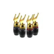 4pcs Clicktronic Speaker Lug Plug Angled Y-Terminal Loudspeaker Cable Connector