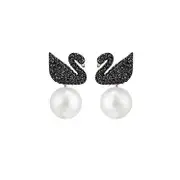 Women Earrings Black Swan Pearls Long Dangle Ear Cuff Stud Earrings Eardrop Jewelry Gift for Women Girls With box