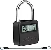 Metal Timer Lock, LCD Display Multi-Function Electronic Time, 99 Hours Max Timing, USB Rechargeable Timer Padlock (Black)