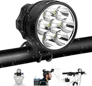 Weihao Bike Lights for Night Riding, Waterproof Bicycle Headlight, Super Bright 10500 Lumen 7 LED Bike Headlight, 9600mAh Bicycle Front Light, Rechargeable Headlamp Flashlight for Camping Outdoor