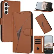 Wallet Case for Samsung Galaxy S24Fe 5G 6.7-inch, Cover PU Leather Flip Shell with Card Slots Hand Strap Kickstand Magnetic Folio Phone Case for Samsung Galaxy S24Fe,Brown