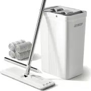 Mop & Bucket, Wringer Set, Flat Squeeze Mops, Floor Cleaning, Wet & Dry Mopping