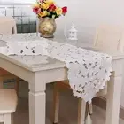 Graceful White Lace Table Runner Vintage Embroidered Doilies Mat for Home Decor