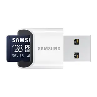 SAMSUNG 三星 PRO Ultimate microSDXC UHS-I A2 V30 128GB記憶卡 含讀卡機
