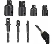 7 Pieces Ratchet Socket Converter Reducers Adapters Tool Set 1/2" 3/8" 1/4" + Drill Bit With 1/4" 3/8" 1/2" Hex Shank Adapter
