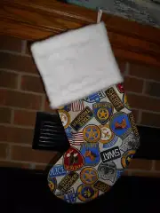 POLICE, SWAT, SHERIFF, LAW EMBLEMS, HANDMADE CHRISTMAS STOCKING