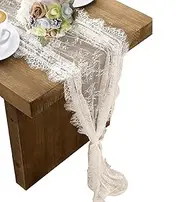 BELIEFSELF 3 Pcs White Lace Table Runner 14 x 120 in Embroidered Boho Table Runner for Wedding Party Bridal Shower Decorations Vintage Rustic Table Runners, 14*120In