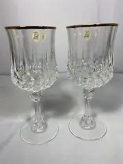 Set Of 2 French Cristal d’Argues Lead Crystal Wine Glasses Brand New