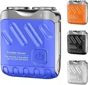 R-12 Luggage Electric Shaver, Beard Shaver Mini and Portable Suitcase Design, Electric Mini Razor Portable Electrics Shavers, USB Rechargeable One-Button Long Lasting for Home Travel (Blue)