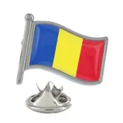 Romania Flag Silver Lapel Pin Badge