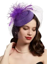 Fascinators Hats 20s 50s Hat Pillbox Hat Cocktail Tea Party Headwear with Vei...