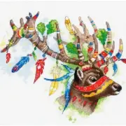 "Vintage Noble Deer Cross Stitch Kit - 13" x 9" 14 Count AIDA - 18 Color Embroid