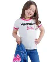 Girls Wrangler x Barbie Logo Ringer Tee