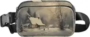 [XYMZR] Fanny Pack Landscape Winter House Hip Bag Belt Bag for Women Man Fashion Waist Pack Water-repellent Crossbody Bag for Halloween Costumes Running Hiking Jogging Travel Sport, Multi-colored, one