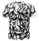 FINDSENSE Z1 日系 流行 男 時尚 黑白拼色 花朵圖案 短袖T恤 特色短T